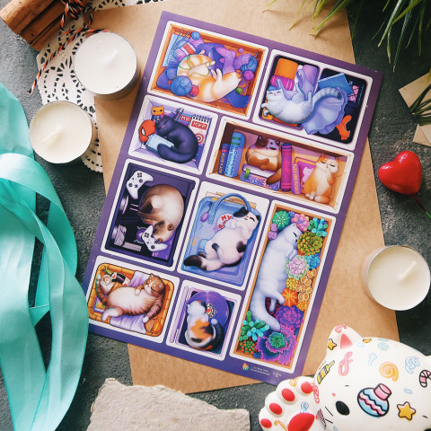 Стикерпак "Котики в коробочках"