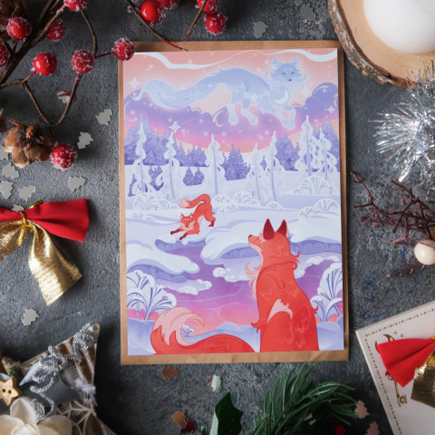 Открытка "Snow Foxes"