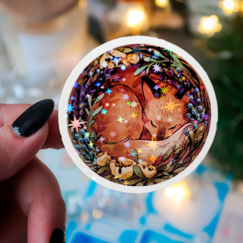 Стикер "Sleeping Fox" голография