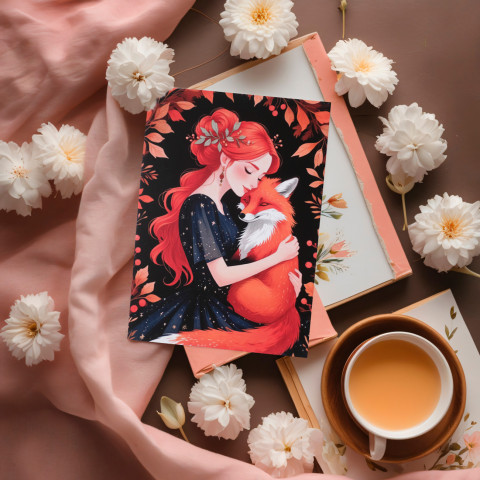 Открытка "Girl and Fox 2"