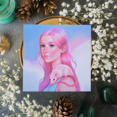 Стикер "Девушка с Крыской"