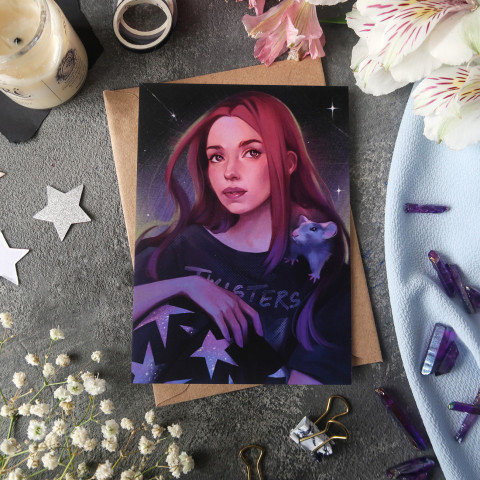 Открытка "Girl and Rat 2"