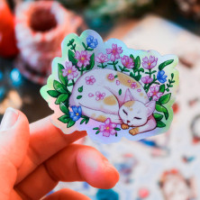 Стикер "Flower Cat" голография