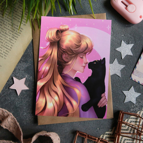 Открытка "Сейлор и Луна"