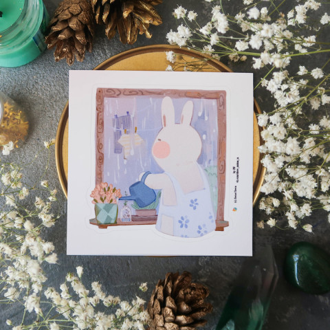 Стикер "Rabbit and Plants"
