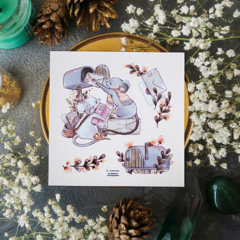 Стикер "Мышки - Почтальоны"