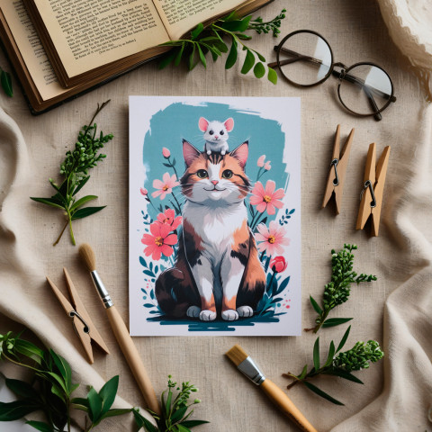 Открытка "Cat And Mouse"