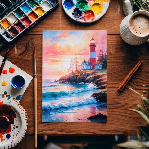 Открытка "Закат У Маяка"