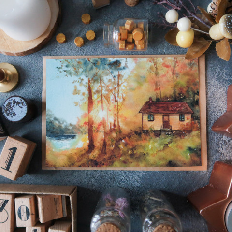 Открытка "Осенний Домик"