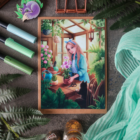 Открытка "В Оранжерее"