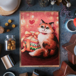 Открытка "Cat Presents"