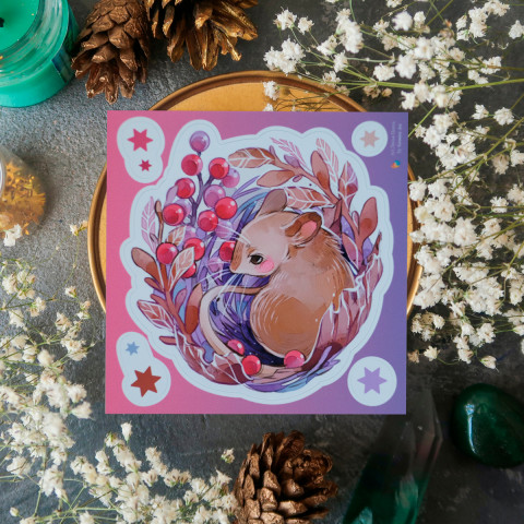 Стикер "Mouse and Flowers"