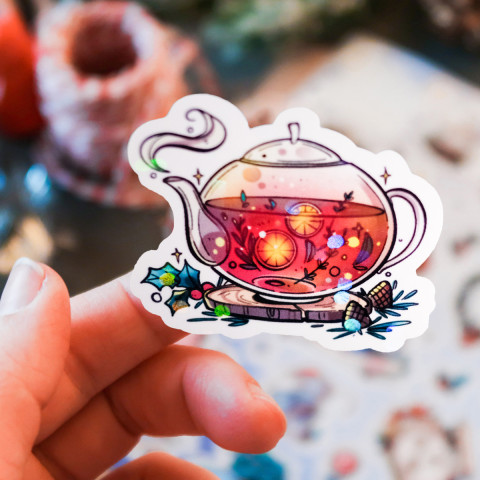 Стикер "Новогодний Чай" голография