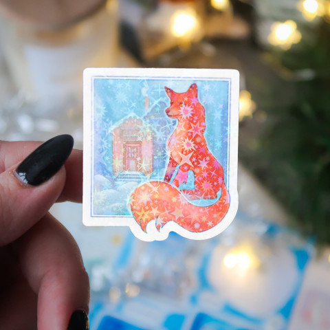 Стикер "Winter Fox" голография
