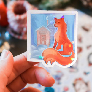 Стикер "Winter Fox" голография
