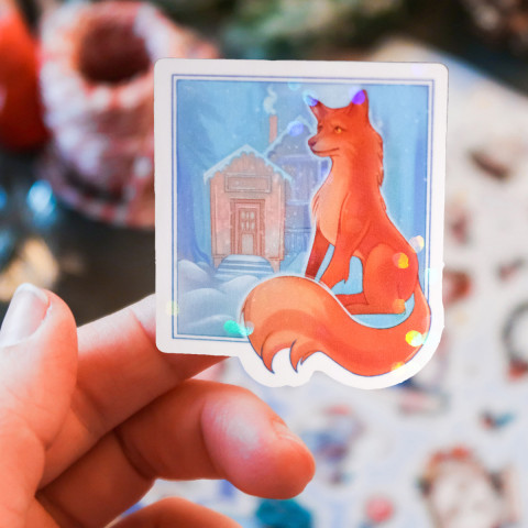 Стикер "Winter Fox" голография