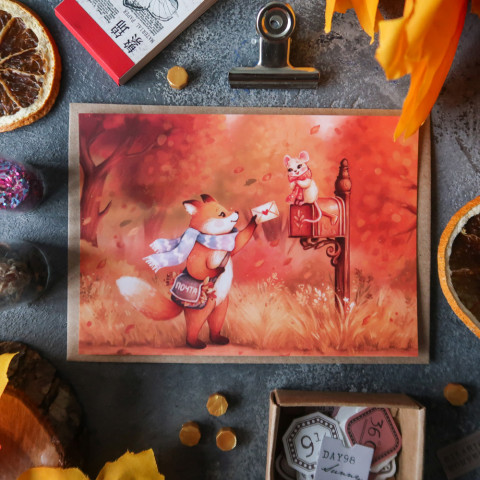 Открытка "Осенняя Лисья Почта"