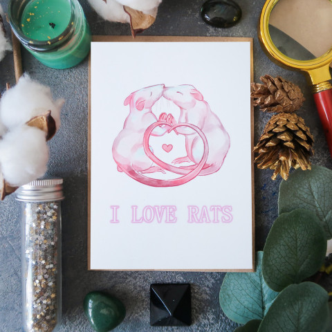 Открытка "I Love Rats"