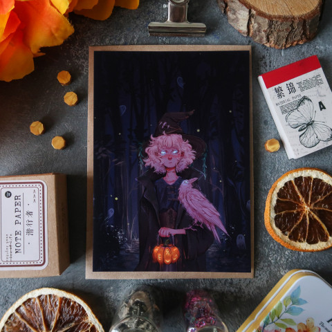 Открытка "Witch and Raven"