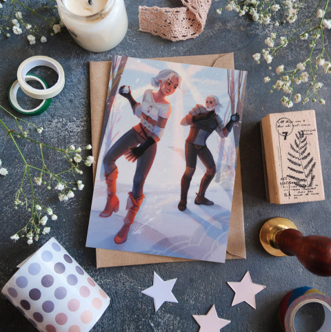 Открытка "Геральт и Цири"