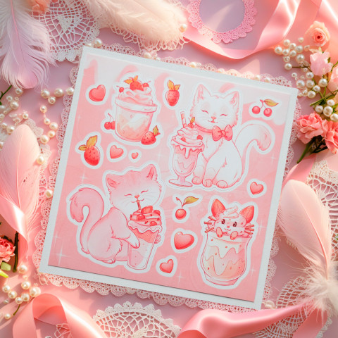 Стикер "Cats and Milkshake"