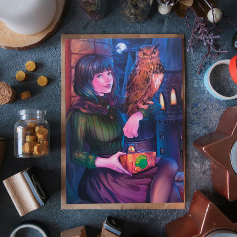 Открытка "Girl and Owl"