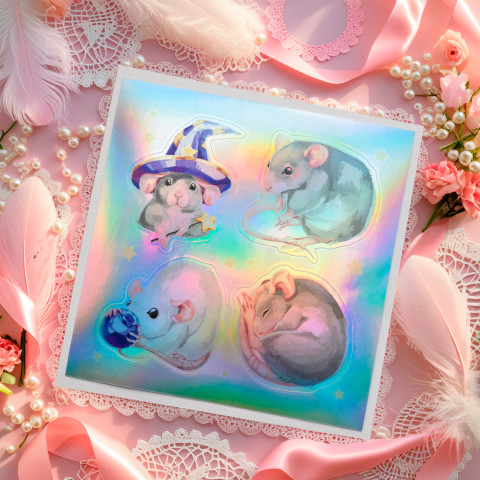 Стикер "Beautiful Rats" голография