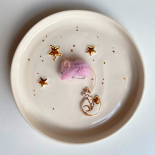 Брошь "Лавандовая Мышка"