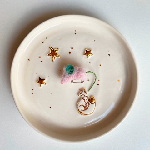 Брошь "Лавандовая Мышка"