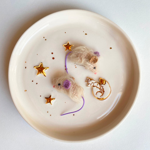 Брошь "Лавандовая Мышка"