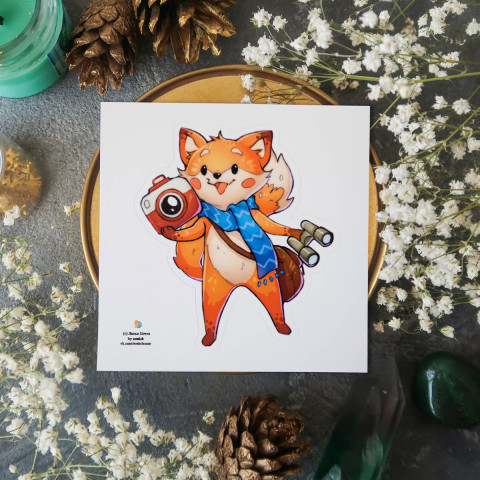 Стикер "Лисенок-фотограф"