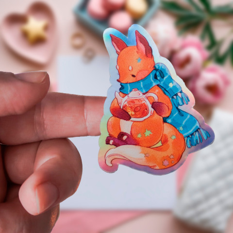 Стикер "Foxy Tea" голография