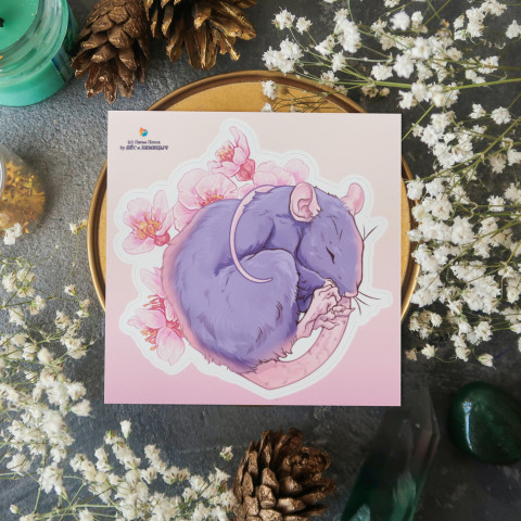Стикер "Rat and Flowers 3"