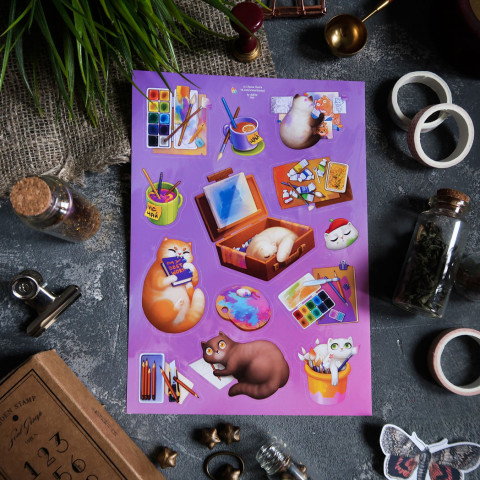 Стикерпак "Котики Художники"