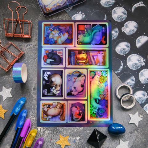 Стикерпак "Котики в Коробочках" голография