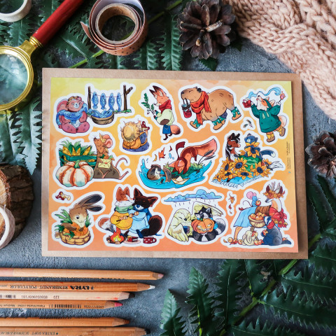 Стикерпак "Осенние и Пушистые"