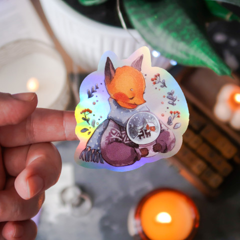 Стикер "Зимний Лис" голография